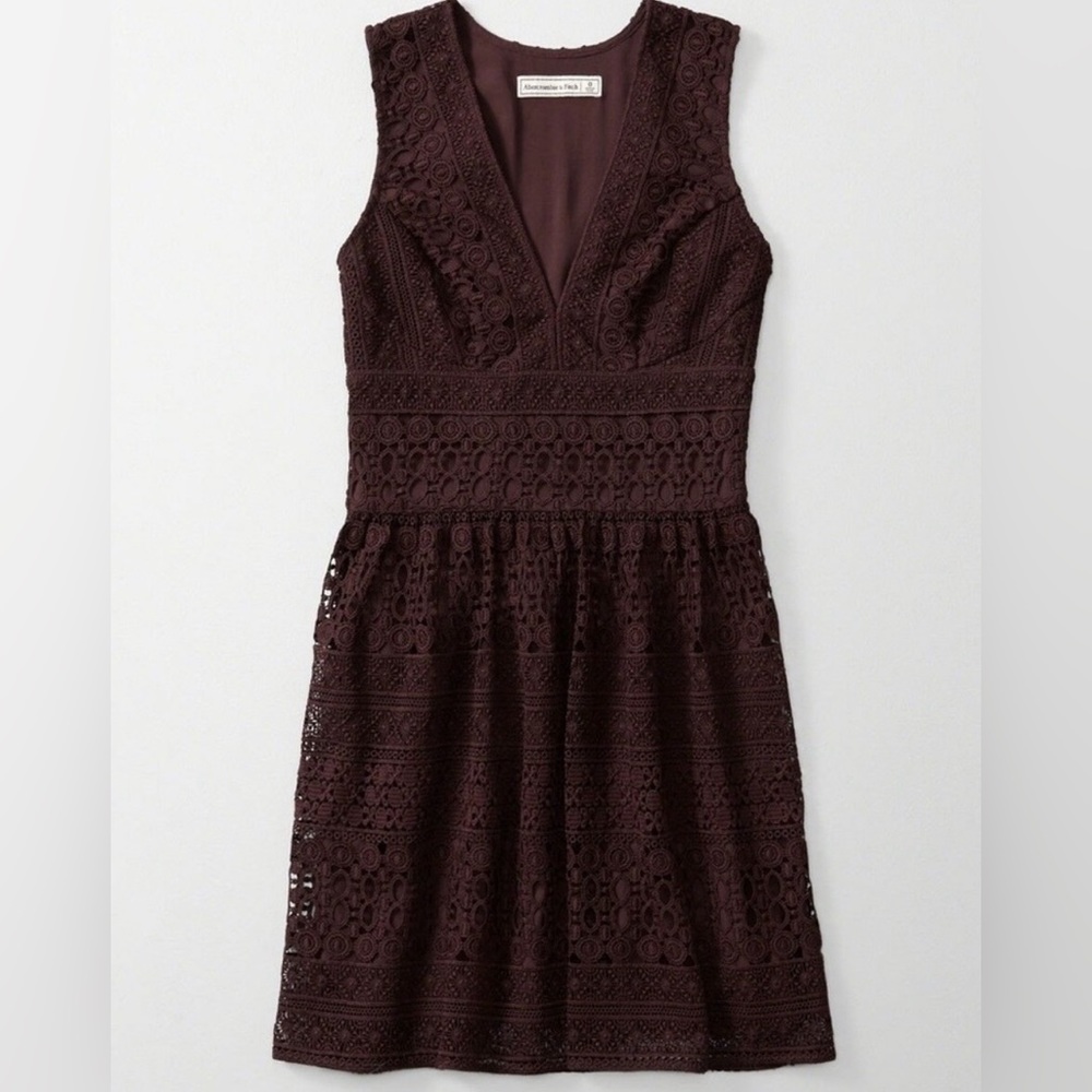 Abercrombie & Fitch Burgundy Crochet Sleeveless V-Neck Spring Dress‎ Size 2